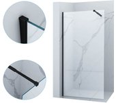 Mampara de ducha fija transparente con cristal templado 8mm antical - mampara fija con perfilería negro mate 70cm (ancho) x 200cm (alto)