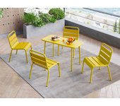 Mesa y 4 sillas apilables de mesa y sillas de jardín para niños de metal - amarillo mostaza - popayan de mylia