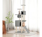 Rascador para gatos con rascador de sisal gris claro 168 cm