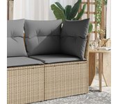 Vidaxl sillón de esquina de jardín con cojines ratán sintético beige