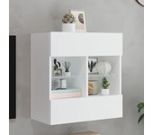 Mueble tv de pared con luces led blancas 58,5x30x60,5 cm