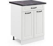 Vicco mueble bajo de cocina r-line, blanco casa de campo, 60 cm con cajón, et antracita