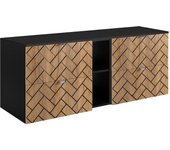 Mueble de baño, roble craft dorado, 140 x 57 x 46 cm, tiradores plateados