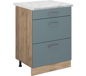 Vicco mueble bajo de cocina r-line, gris azulado, 60 cm et mármol