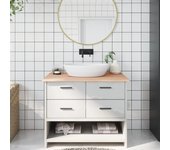 Encimera de baño 100x60x2 cm madera maciza sin tratar
