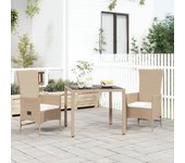Set comedor de jardín 3 piezas，conjunto de comedor de exterior，conjunto de jardín con cojines ratán sintético beige cfw471660