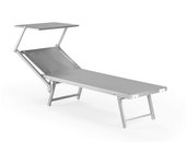 Rebecca mobili tumbona aluminio gris con dosel ajustable para jardín playa