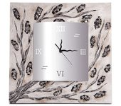 Reloj artesanal árbol piedras cuadrado plata oscura acrílico 70 x 70 x 3,5 cm