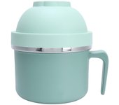 Fiambrera portátil de doble capa, cuenco térmico para fideos, mango con utensilios de cocina, color verde