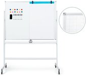 Pizarra blanca móvil magnética, de doble cara con juego de accesorios, borrado en seco, de altura ajustable, para escuela, oficina, 120x80cm