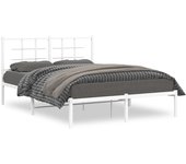 Cama matrimonial | cama para adultos | estructura de cama de metal con cabecero blanca 135x190 cm cfw262197