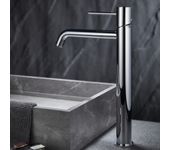 Imex - grifo monomando lavabo caño alto | grifo baño mezclador agua fria y caliente | grifo lavabo sobre encimera | serie monza | color cromado