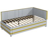 Sofá cama multifuncional 90x200 con somier a lamas, tejido de terciopelo gris