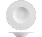 2x h&h plato para pasta skin de porcelana blanca en relieve 28 cm