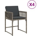 4 uds sillones de jardín | silla de exterior | sillon jardín con cojines ratán sintético gris cfw133170