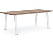 Bizzotto mesa de jardín de madera de acacia con listones de acero pies de acero oslo