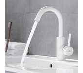 Auralum max grifo de lavabo blanco grifo mezclador de baño con rotación de 360° con burbuja extraíble, agua fría y caliente,modelo ue