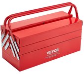 Vevor caja de herramientas metálica 457,2 mm, caja 3 niveles, organizador cofre herramientas plegable con 4 bandejas, tapa abatible, asa, taller, casa