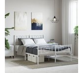 Vidaxl estructura cama metal con cabecero y estribo blanco 135x190 cm