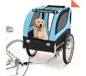 Costway remolque de bicicleta para mascotas, remolque bicicleta perros pequeños y medianos con ruedas, transportador de 2 puertas con techo solar, cap