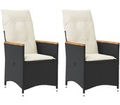 Maison exclusive - sillones reclinable jardín cojines 2 uds ratán sintético negro