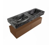 Mondiaz alan-dlux 130cm mueble de baño rust 2 cajones. con lavabo cloud doble 2 orificios color lava