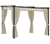 Cenador de jardín con cortinas acero color crema 3x3 m cfw92166