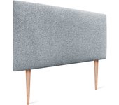 Dhome cabecero de tela aqualine liso y con patas cabeceros cabezal tapizado cama lujo (tela gris perla, 110cm (camas 80/90/105))