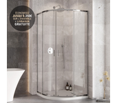 Cabina de ducha 80x80cm cromada semicircular zarya - con plato blanco extraplano axim y sifón free
