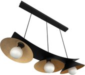 Lumicom | miller lámpara pendiente, 3x e27, max 42w, metal, negro mate/hoja dorada, l.70cm