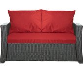Cojines de jardín para sofá en ratán 112x50x7+2*56x50cm| cojines para exterior rojo| conjunto de cojines de 2 plazas| juego de cojines de jardín