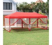 Maison exclusive - carpa para fiestas plegable con paredes laterales rojo 3x6 m