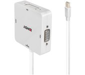 Lindy 38297 adaptador de cable de vídeo 0,15 m mini displayport dvi-d + vga (d-sub) + hdmi blanco