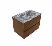 Mondiaz vica dlux 70cm mueble de baño color rust con 2 cajones. con lavabo cloud centro sin orificios color lava