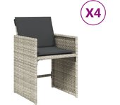 Sillones de jardín con cojines 4 uds ratán sintético gris claro