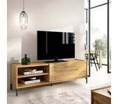 Asinara mueble tv, aparador bajo de salón, aparador de salón para televisión, 155x43h47 cm, roble nodi