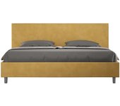 Cama con somier acolchada 180x200 microfibra ocre adele