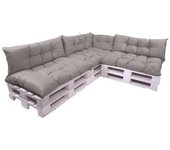 Conjunto de 7 cojines para palets, 3x asiento 120x80 y respaldo 120x40cm, cojín de jardín, conjunto de cojines para muebles de jardín gris