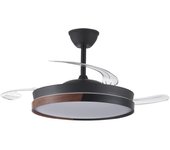 Ventilador de techo led aspas retráctiles ecoro negro 45w 4400lm cct con mando a distancia