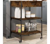 Carro de cocina roble ahumado 60x48x89,5 cm madera contrachapada