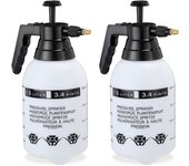 2 pulverizadores agua presión, boquilla ajustable, vaporizador para plantas, jardín, 1,5 l, pe-latón, negro