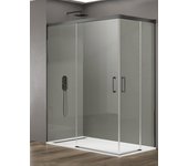 Mampara de ducha angular allstone basic 2+2 con cierre en vértice, sin perfil inferior 100x70 cm cristal transparente perfil titanio