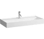 Laufen kartell lavabo sobre encimera, 1 agujero para grifo, sin rebosadero, 1000x460mm, h8163377571561, color: blanco mate