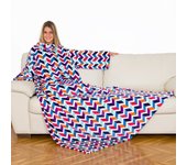 Kanguru coperta con maniche righe, soffice plaid in pile, microfibra, con tasca centrale, 210x140cm, regalo donna compleanno, amica, hoodie per divano