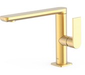 Tres 20020501om loft grifo monomando con maneta lateral para lavabo color oro mate 24k