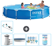 Paquete de piscina - intex - alrededor - 366x366x76 cm + accesorios a1724