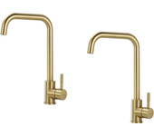 Lonheo max 2pcs grifo cocina, mezclador fregadero flexible rotativo 360°, mezclador cocina acero inoxidable con aireador desmontable, dorado cepillado