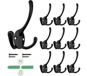 Perchero vintage montado en la pared, 10 uds. ganchos de pared para perchero, ganchos de puerta de metal para cocina y baño, negro