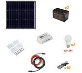 Kit fotovoltaico autónomo 110w - kit con panel solar, controlador de carga, proyector y accesorios de instalación
