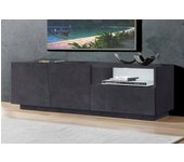 Nino mueble tv, aparador bajo de salón con 2 puertas, base para mueble de televisión, 100% made in italy, 150x43h46 cm, pizarra